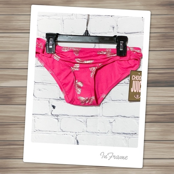NWT Juice Couture Pink & Silver Bikini Bottoms - Picture 1 of 8
